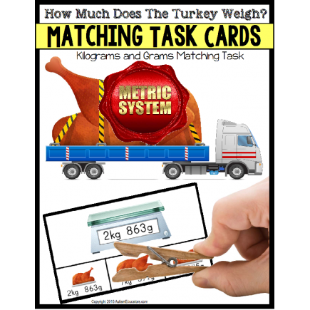 Matching Measurement TURKEY TASK CARDS Metric System for Australia and UK